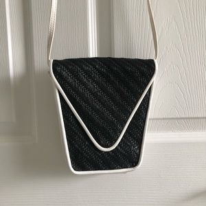 Vintage Purse Black and White Small Woven Handbag